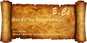 Beráts Csinszka névjegykártya